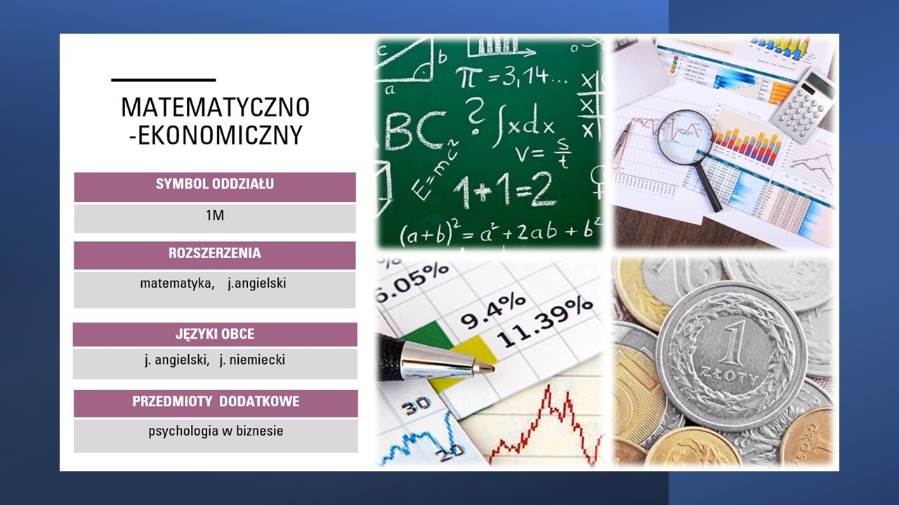 Grafika promująca klasę matematyczno-ekonomiczną